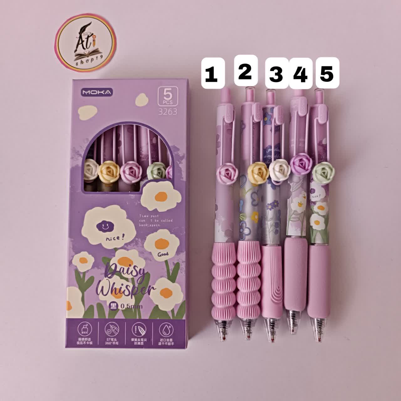 خودکار گریپ دار طرح گل رز یاسی