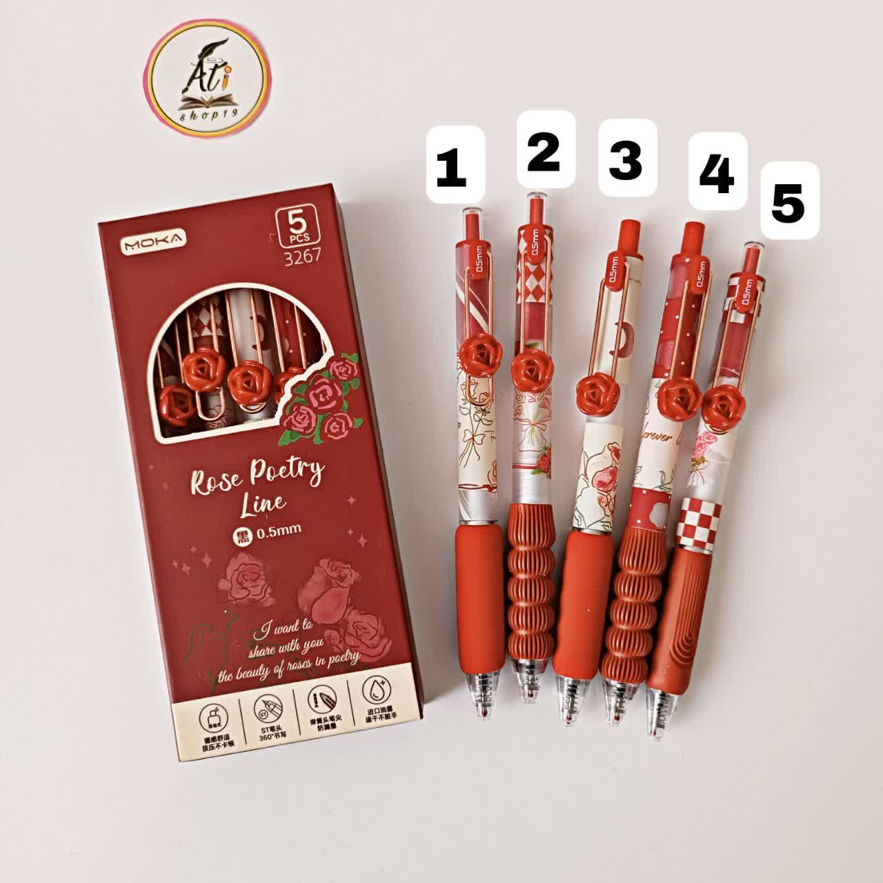 خودکار گریپ دار گل رز(قرمز)