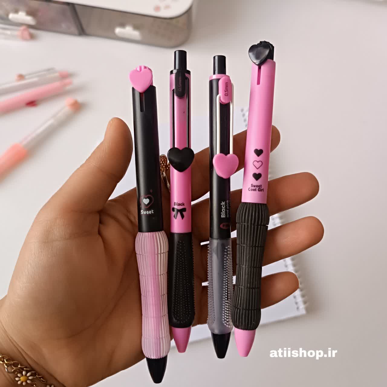 روان نویس گریپ دار موکا (صورتی مشکی)